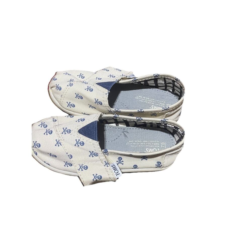 Toms Classics Natural Roque Tiny Toddler Slip On Casual Canvas‎ Flat Shoes 7.5
